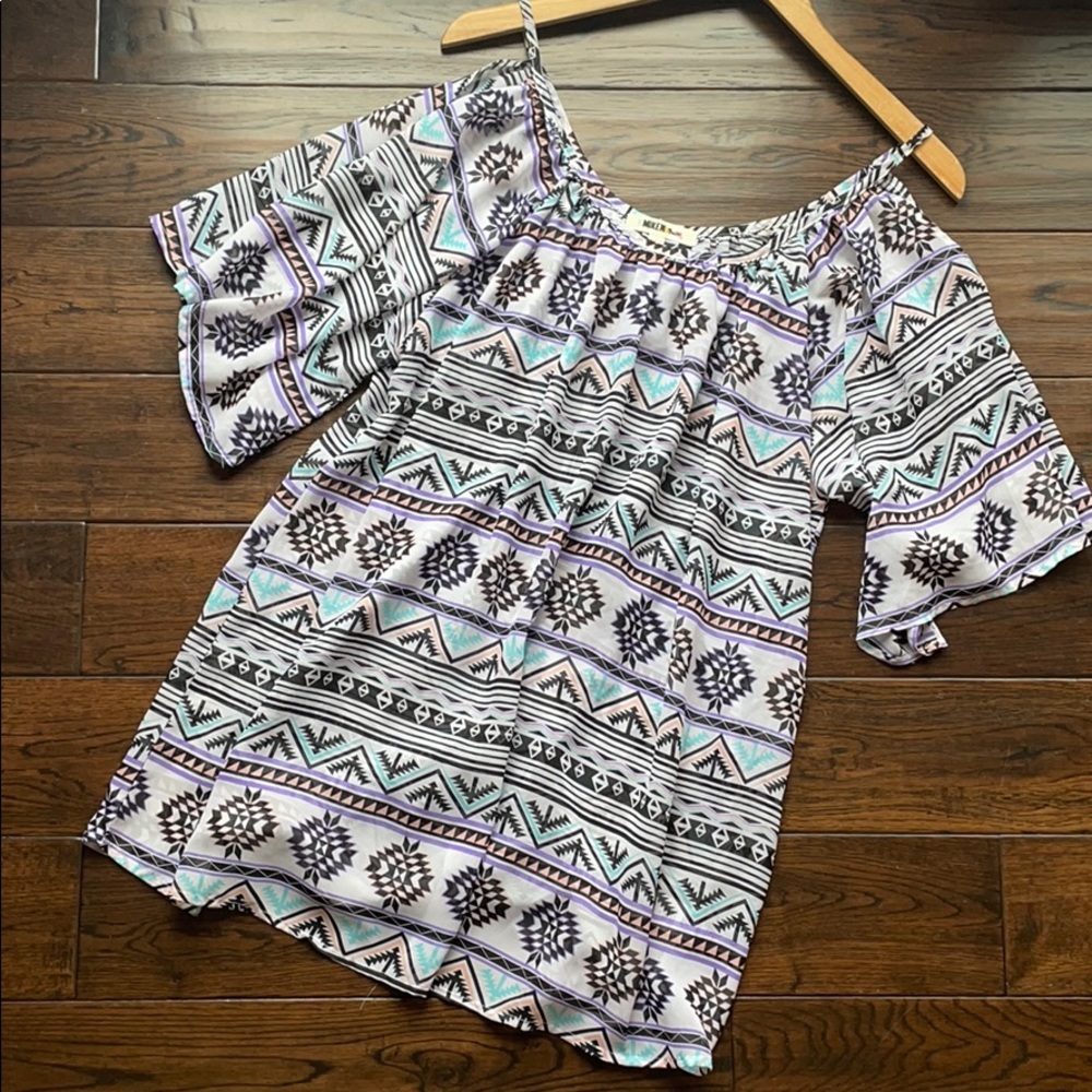 Miken swim coverup Aztec design cold shoulder